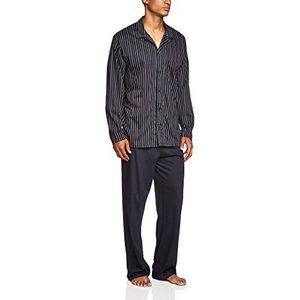 Schiesser Heren pyjama lange tweedelige pyjama, zwart (blauw/zwart 001), 50
