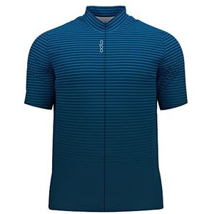 Odlo Essential Print Full Zip Shirt, indigo bunting-blue wing teal, L