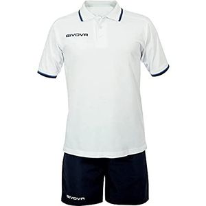 GIVOVA KIT032 voetbalshirt en shorts Unisex - volwassenen, wit/blauw, 4XL