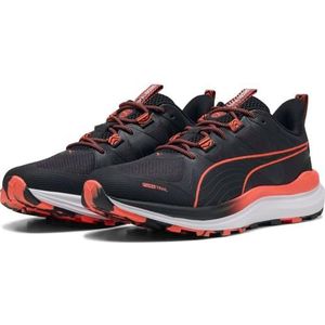 PUMA Unisex Reflect LITE Trail Road hardloopschoen, zwart-gloeiend rood, 9 UK, Puma Zwart gloeiend rood, 43 EU