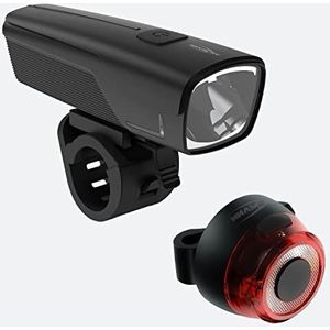 ANSMANN voor- en achterlichtset (1 stuks) - 50 Lux voorlicht en 0,1W LED achterlicht - Krachtige en robuuste oplaadbare fietsverlichting voor veeleisende gebruikers.