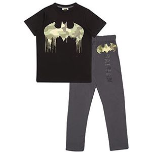 DC Comics Batman Camo Drip Logo Jungen Lange Pyjamas Set Schwarz/Dunkelgrau 3-4 Jahre