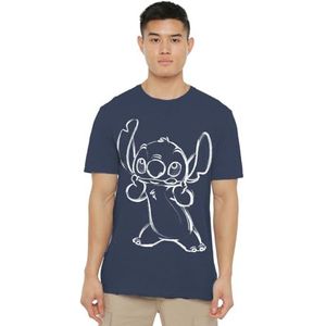 Disney LILO & Stitch Sketch Unisex T-shirt, Heather Navy, X-Large, Hei marine, XL