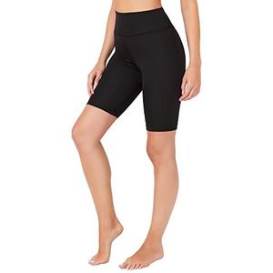 LOS OJOS Basics fietsbroek voor dames, hoge taille, bikershorts, yoga, workout, hardlopen, compressieoefenshorts, shorts, zwart, XL