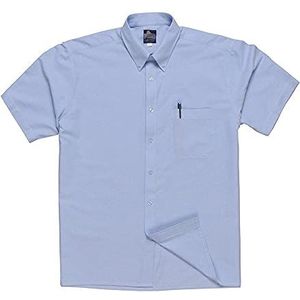 Portwest S108BLU140 Oxford Shirt, Short Sleeve, Regular, Size 140, Blue