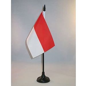 Elzasrot un Wiss Tafelvlag 14x21 cm - Franse regio van de Elzas Desk Vlag 21 x 14 cm - Zwarte plastic stok en basis - AZ FLAG