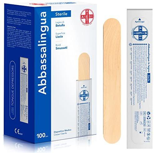 AIESI® Wegwerp tongspatel van hout (Pak van 100 stuks)