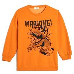 Koton Boys's Dinosaurus bedrukte lange mouwen ronde hals katoenen sweatshirt, oranje (202), 11-12 jaar