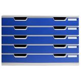 Exacompta - ref. 322003D - Organisatiesysteem - Ladebox MODULO A3 met 5 gesloten laden voor A3+ documenten - Afmetingen: Diepte 35 x Breedte 57,6 x Hoogte 32 cm - Lichtgrijs/blauw