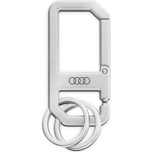 Audi 3182400500 Sleutelhanger Karabijnhaak Metaal Hanger Sleutelring Ringen Logo, Zilver, zilver, Eén maat, modern
