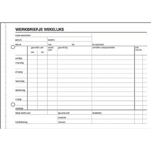 SIGEL Expres 30255 Werkbriefje wekelijks - Nederlandse weekurenbewijs A5 dwars, 5 stuks à 50 vellen