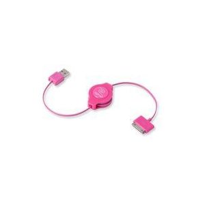 Retrak EUIPODUSBPK USB 2.0 uittrekbare laad-/synchronisatiekabel voor iPad, iPod, iPhone, roze