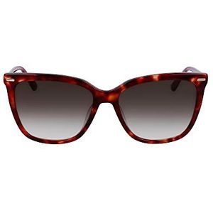 Calvin Klein Ck22532s rechthoekige zonnebril voor dames, Bourgondië Havana, One Size
