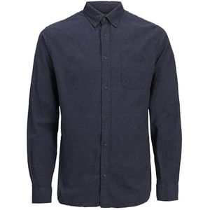 JACK & JONES Heren Jjeclassic Melange Shirt Ls Sn Shirt, navy blazer, XXL