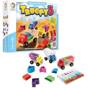 SmartGames | Trucky 3 | Educatief Houten Denkspel | Kinderspel 3-8 Jaar | 48 Uitdagingen | Logisch Denken & Ruimtelijk Inzicht | 1 Speler