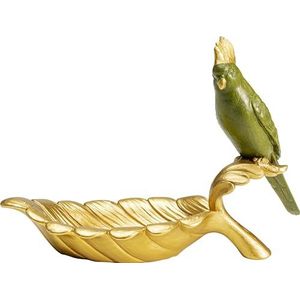 Kare Design decoratieve schaal, papegaai, kunststeen, goud, plank, 10x21cm