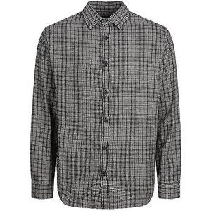 JACK & JONES Geruit overhemd voor heren, regular fit, geruite overhemd, zwart, XL