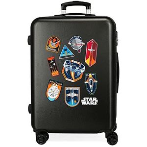 Star Wars badges cockpitkoffer, Space Black, 48x68x26 cms, Middelgrote koffer