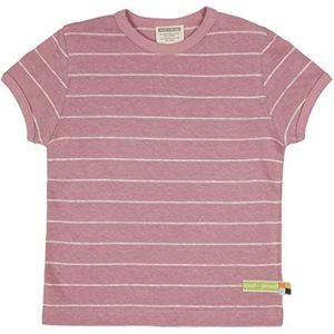 loud + proud Meisjes strepen met linnen, GOTS-gecertificeerd T-shirt, Aster, 122/128 cm