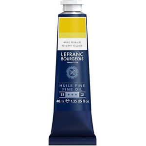 Lefranc Bourgeois 301756 Fijne olieverf van uitstekende kwaliteit, lichtecht met een gelijkmatige consistentie, tube van 40 ml, ideaal voor spieraammen, canvas, schilderbord - Primair geel