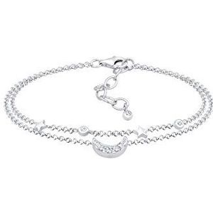 Elli Damesarmband halve maan sterren Galaxy met kristallen verguld, 16 centimeters, Sterling zilver, kristal