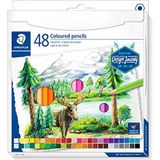 STAEDTLER 146 C48 kleurpotloden (klassiek zeskantig formaat, zachte vulling, hoog gepigmenteerde kleuren) kartonnen etui met 48 pennen in heldere kleuren