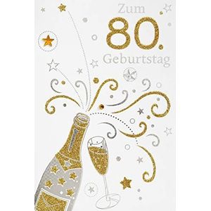 bsb Verjaardagskaart verjaardagsgroeten, verjaardagswensen voor de 80e verjaardag - champagnefles - envelop goud