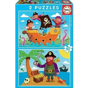 Educa 17149, piraten, 2 x 20 stukjes puzzelset voor kinderen vanaf 3 jaar