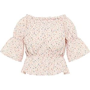 myMo Dames 12123037 blouse met Vichy patroon, roze, M