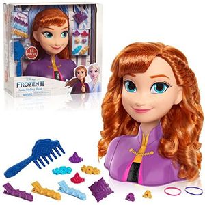 Disney Frozen 2 Anna kapperskop, 20 cm met 14 accessoires voor styling-plezier, vanaf 3 jaar, Just Play, Merhgekleurd, 32811