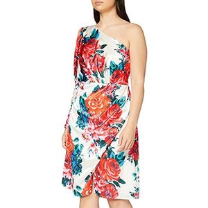 Chi Chi London Midi-jurk met één schouder en bloemenprint in veelkleurig