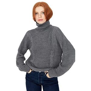 Trendyol Dames coltrui Plain Relaxed Sweater antraciet, S, Antraciet, S