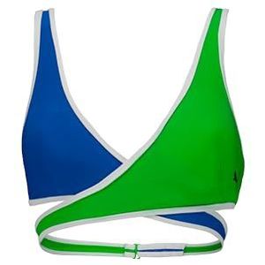 PUMA Swim Women Contour Plunge TOP 1P, blauw/fluo groen, XL