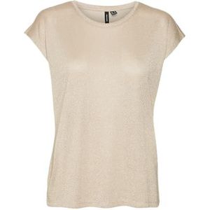 Vero Moda - Vmsarah Ava Ss Top - Goud - T-shirt - Korte Mouwen - Glitterdetail