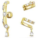 Swarovski Dextera ear cuff, Set (3), Verschillende slijpvormen, Wit, Goudkleurige toplaag