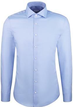 Seidensticker - Businessoverhemd - Zwart - Slim Fit - Lange Mouwen - Kentkraag