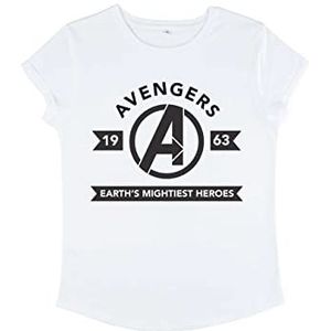 Marvel Dames Classic-Avengers Flag Icon T-shirt met opgerolde mouwen, wit, XL, wit, XL