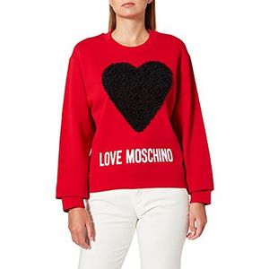 Love Moschino Damen ronde hals lange mouwen maxi hart met tule ruches applicatie en logo print sweatshirt, O93+cuore Nero, 40