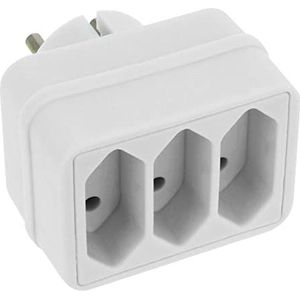 Amig - Stekkerdoos met 3 stopcontacten Mod.3206 voor het aansluiten van elektrische apparaten, horizontale drievoudige wandadapter, maximale spanning: 250 V, maximale stroomsterkte: 10 A