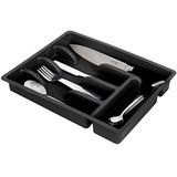 Bestekbak, bestekbak, bestek organizer, keuken organizer met 5 vakken, zwart, 36 x 25,5 x 6 cm