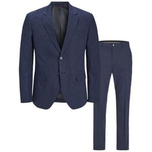 JACK & JONES JPRRIVIERA Linen Suit Slim Fit SN PLS, Donkermarineblauw/pasvorm: slim fit, 66 Große Größen
