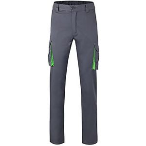 VELILLA 103024S; tweekleurige stretchbroek met meerdere zakken; kleur grijs en limoengroen; maat 50