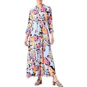 Yas Savanna Long Shirt Dress S. Noos, Alaskan Blue/Aop:sinna, S