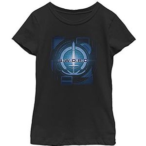 Marvel Logo Digital Sword T-shirt voor meisjes, zwart, S