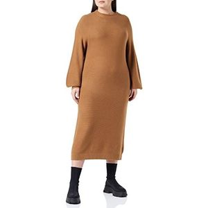 s.Oliver Midi-jurk voor dames, met geribbelde zoom, bruin, 42