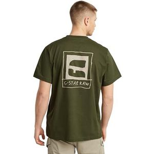 G-STAR RAW Heren handgeschreven back print losse R T T-shirt, groen (Shadow Olive D25699-c336-b230), XL