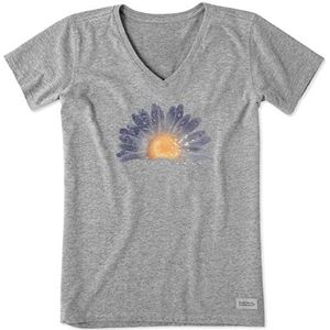 Life Is Good Vrouwen vrouwen Crusher Graphic V-hals T-shirt Aquarel Daisy Shirt