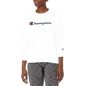 Champion Powerblend Relaxed Crew voor dames, Script Sweatshirt met zeefdruk, Wit-Y08113, XXL