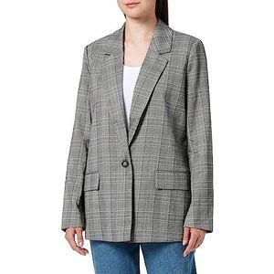 Kaffe Damesblazer met lange mouwen, oversized, regular classic, bruin/blue check, 40