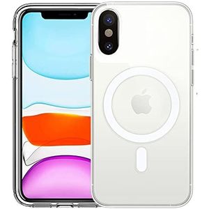 HVDI Doorzichtige magnetische hoes voor iPhone Xr met Mag-Safe draadloos opladen, zachte siliconen TPU bumperhoes, dunne slanke pasvorm harde achterkant schokbestendige anti-gele beschermhoes voor